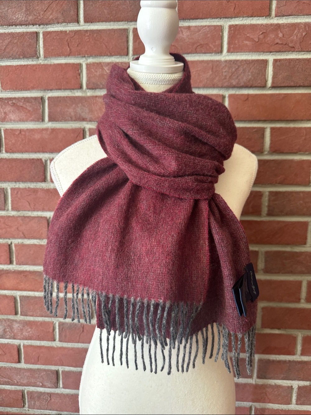 Christian Berg Quiet Luxury Cashmere Wool Capsule Burgundy Scarf 72”x11.5”NWOT